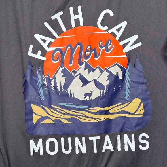 Faith Can Move Mountains Silk Screen Graphic Tee Shirt Size Medium - Picture 2 of 5